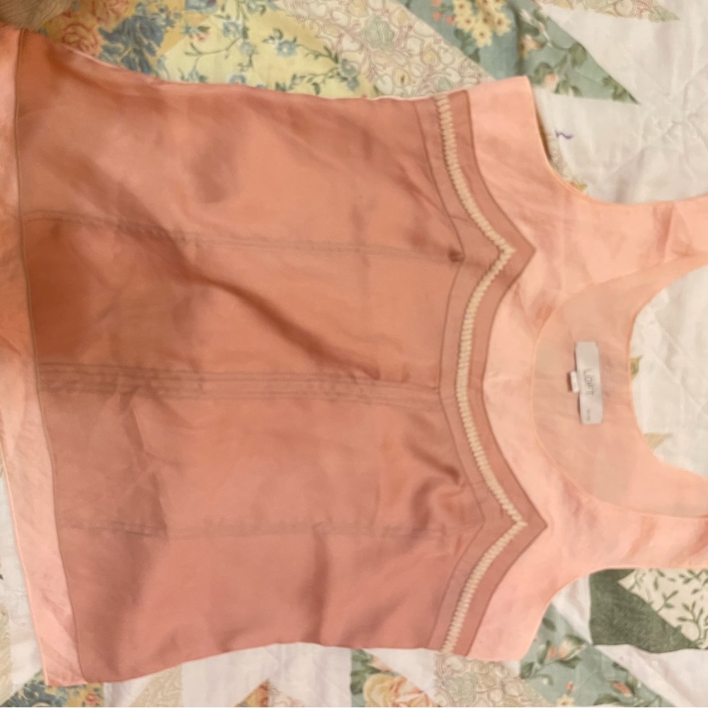 LOFT Peach Tank Top with Chevron Detail